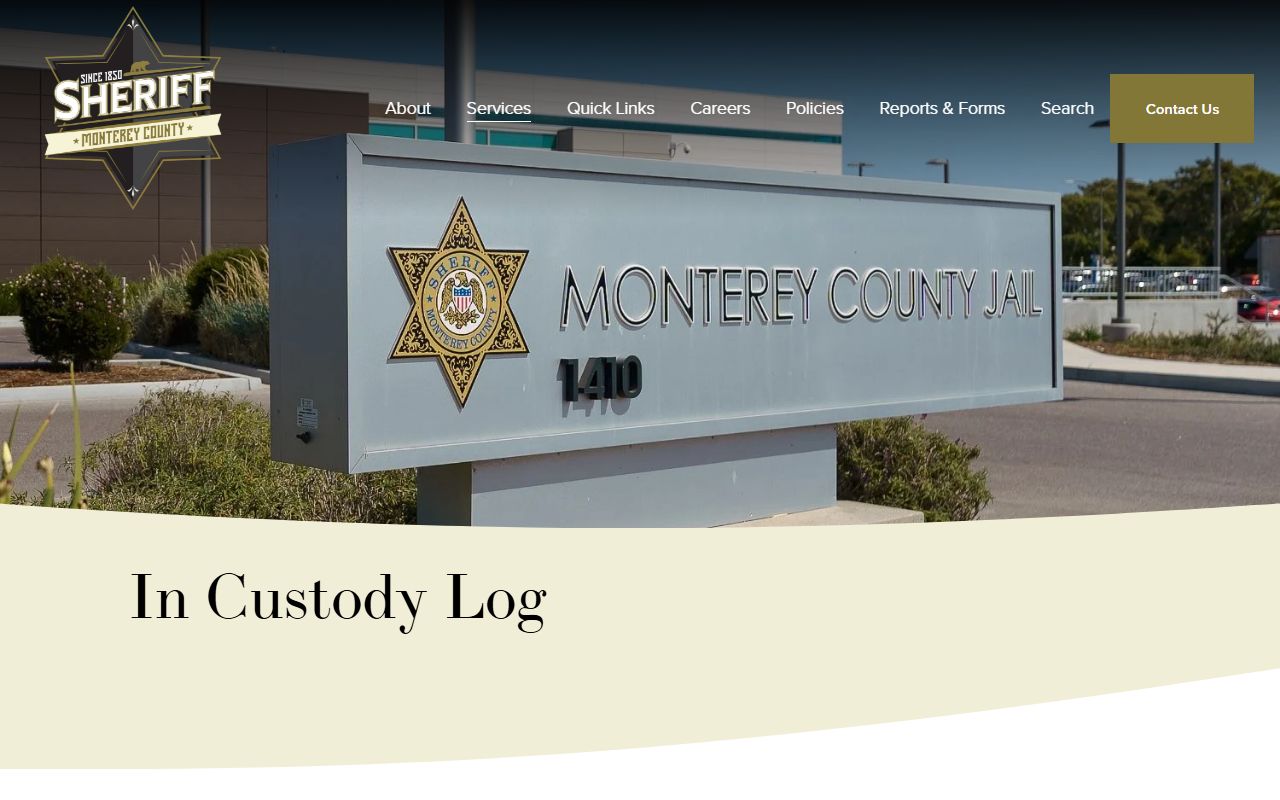 Monterey County Sheriff In Custody Log