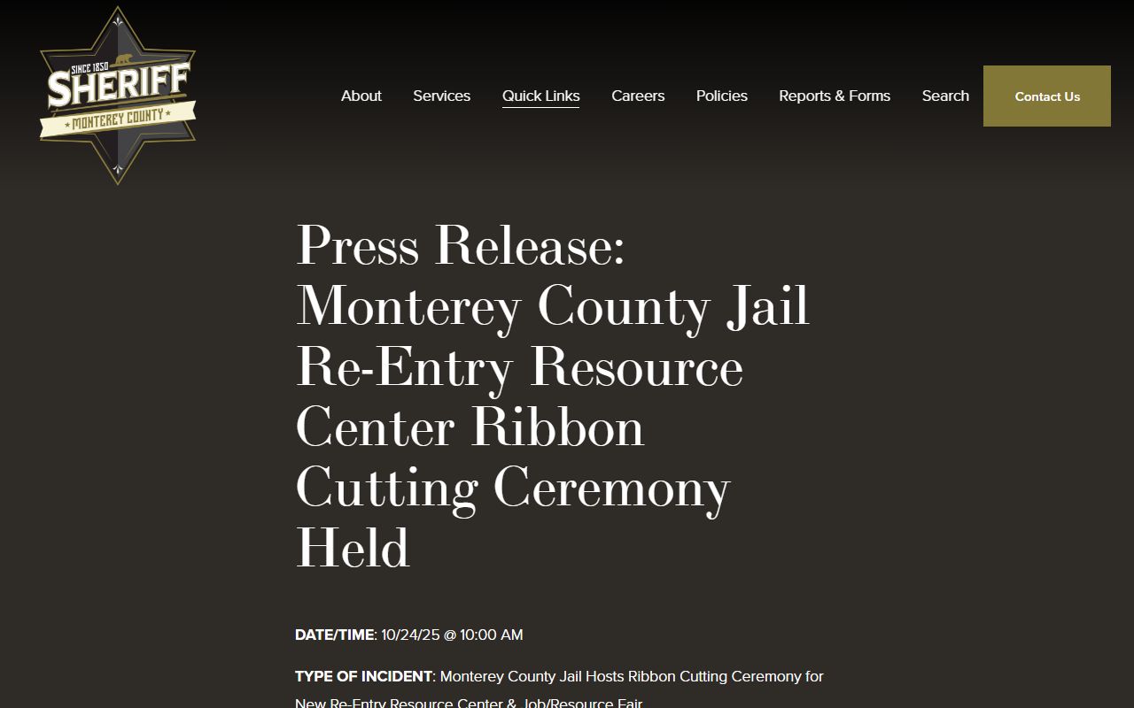 Monterey County Jail Re-Entry Resource Center ribbon cutting