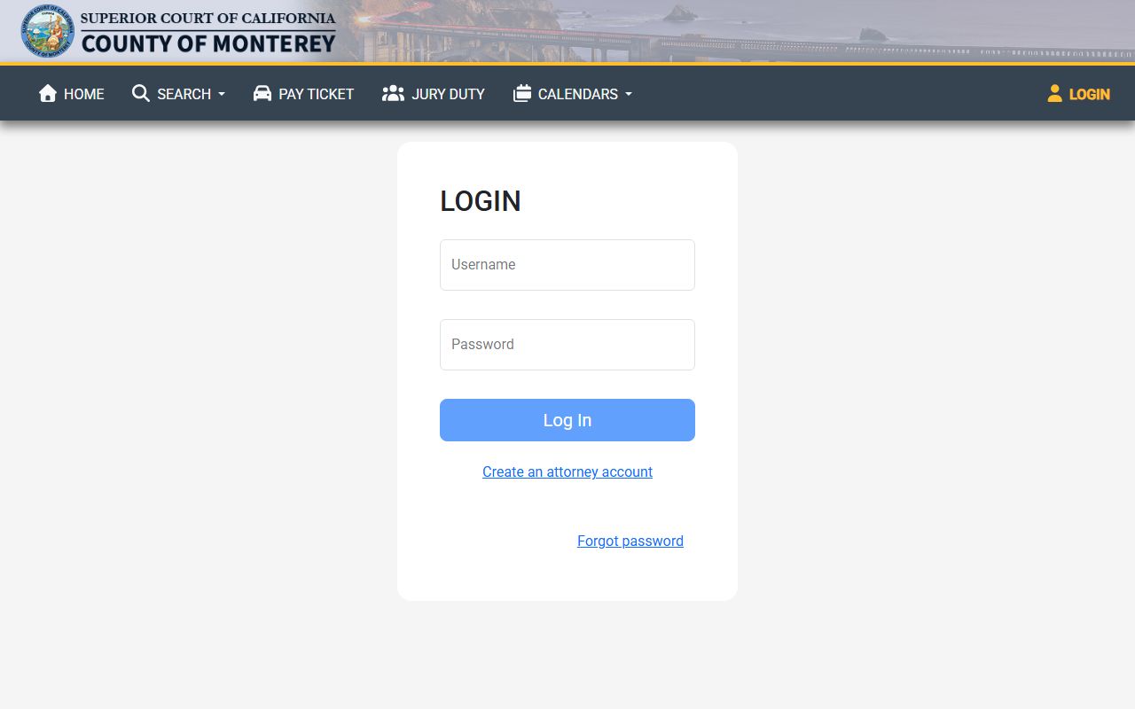 Monterey County FTA warrants portal route